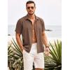 imageCOOFANDY Mens Cuban Guayabera Shirt Short Sleeve Button Down Shirts Casual Summer Beach ShirtsBrown