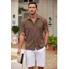 imageCOOFANDY Mens Cuban Guayabera Shirt Short Sleeve Button Down Shirts Casual Summer Beach ShirtsBrown