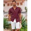 imageCOOFANDY Mens Cuban Guayabera Shirt Short Sleeve Button Down Shirts Casual Summer Beach ShirtsBurgundy