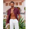 imageCOOFANDY Mens Cuban Guayabera Shirt Short Sleeve Button Down Shirts Casual Summer Beach ShirtsBurgundy