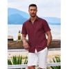 imageCOOFANDY Mens Cuban Guayabera Shirt Short Sleeve Button Down Shirts Casual Summer Beach ShirtsBurgundy
