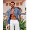 imageCOOFANDY Mens Cuban Guayabera Shirt Short Sleeve Button Down Shirts Casual Summer Beach ShirtsGrayish Blue