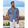 imageCOOFANDY Mens Cuban Guayabera Shirt Short Sleeve Button Down Shirts Casual Summer Beach ShirtsGrayish Blue