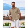 imageCOOFANDY Mens Cuban Guayabera Shirt Short Sleeve Button Down Shirts Casual Summer Beach ShirtsKhaki
