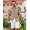 imageCOOFANDY Mens Cuban Guayabera Shirt Short Sleeve Button Down Shirts Casual Summer Beach ShirtsKhaki