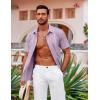 imageCOOFANDY Mens Cuban Guayabera Shirt Short Sleeve Button Down Shirts Casual Summer Beach ShirtsLavender