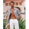 imageCOOFANDY Mens Cuban Guayabera Shirt Short Sleeve Button Down Shirts Casual Summer Beach ShirtsLight Grey