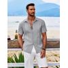 imageCOOFANDY Mens Cuban Guayabera Shirt Short Sleeve Button Down Shirts Casual Summer Beach ShirtsLight Grey