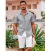 imageCOOFANDY Mens Cuban Guayabera Shirt Short Sleeve Button Down Shirts Casual Summer Beach ShirtsLight Grey