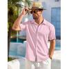 imageCOOFANDY Mens Cuban Guayabera Shirt Short Sleeve Button Down Shirts Casual Summer Beach ShirtsLight Pink