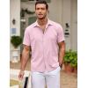 imageCOOFANDY Mens Cuban Guayabera Shirt Short Sleeve Button Down Shirts Casual Summer Beach ShirtsLight Pink