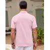 imageCOOFANDY Mens Cuban Guayabera Shirt Short Sleeve Button Down Shirts Casual Summer Beach ShirtsLight Pink
