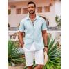 imageCOOFANDY Mens Cuban Guayabera Shirt Short Sleeve Button Down Shirts Casual Summer Beach ShirtsPale Blue