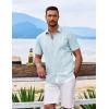 imageCOOFANDY Mens Cuban Guayabera Shirt Short Sleeve Button Down Shirts Casual Summer Beach ShirtsPale Blue