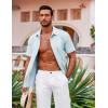 imageCOOFANDY Mens Cuban Guayabera Shirt Short Sleeve Button Down Shirts Casual Summer Beach ShirtsPale Blue
