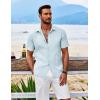imageCOOFANDY Mens Cuban Guayabera Shirt Short Sleeve Button Down Shirts Casual Summer Beach ShirtsPale Blue