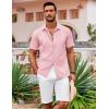 imageCOOFANDY Mens Cuban Guayabera Shirt Short Sleeve Button Down Shirts Casual Summer Beach ShirtsPink