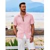 imageCOOFANDY Mens Cuban Guayabera Shirt Short Sleeve Button Down Shirts Casual Summer Beach ShirtsPink