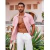 imageCOOFANDY Mens Cuban Guayabera Shirt Short Sleeve Button Down Shirts Casual Summer Beach ShirtsPink