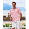 imageCOOFANDY Mens Cuban Guayabera Shirt Short Sleeve Button Down Shirts Casual Summer Beach ShirtsPink