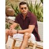 imageCOOFANDY Mens Cuban Guayabera Shirt Short Sleeve Button Down Shirts Casual Summer Beach ShirtsWine Red