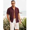 imageCOOFANDY Mens Cuban Guayabera Shirt Short Sleeve Button Down Shirts Casual Summer Beach ShirtsWine Red