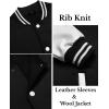 imageCOOFANDY Mens Fashion Varsity Jackets Leather Sleeve Slim Fit College Baseball Letterman Bomber CoatBlackwhite Sleeve