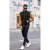 imageCOOFANDY Mens Fashion Varsity Jackets Leather Sleeve Slim Fit College Baseball Letterman Bomber CoatBlackyellow
