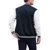 imageCOOFANDY Mens Fashion Varsity Jackets Leather Sleeve Slim Fit College Baseball Letterman Bomber CoatNavywhite Sleeve