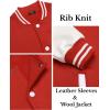 imageCOOFANDY Mens Fashion Varsity Jackets Leather Sleeve Slim Fit College Baseball Letterman Bomber CoatRedwhite Sleeve