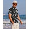 imageCOOFANDY Mens Henley Shirts Band Collar Short Sleeve Shirt Casual Summer Beach Shirt Hippie T Shirt Fashion Hawaiian ShirtBlack Palm Leaves