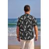 imageCOOFANDY Mens Henley Shirts Band Collar Short Sleeve Shirt Casual Summer Beach Shirt Hippie T Shirt Fashion Hawaiian ShirtBlack Palm Leaves