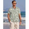 imageCOOFANDY Mens Henley Shirts Band Collar Short Sleeve Shirt Casual Summer Beach Shirt Hippie T Shirt Fashion Hawaiian ShirtGreen Palm Leaves