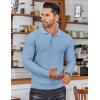 imageCOOFANDY Mens Knit Polo Shirts Long Sleeve Sweater Polo Lightweight Fashion Casual Collared T ShirtsAiry Blue