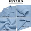 imageCOOFANDY Mens Knit Polo Shirts Long Sleeve Sweater Polo Lightweight Fashion Casual Collared T ShirtsAiry Blue