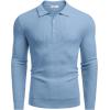 imageCOOFANDY Mens Knit Polo Shirts Long Sleeve Sweater Polo Lightweight Fashion Casual Collared T ShirtsAiry Blue