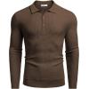 imageCOOFANDY Mens Knit Polo Shirts Long Sleeve Sweater Polo Lightweight Fashion Casual Collared T ShirtsDark Coffee