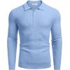 imageCOOFANDY Mens Knit Polo Shirts Long Sleeve Sweater Polo Lightweight Fashion Casual Collared T ShirtsLight Blue