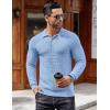 imageCOOFANDY Mens Knit Polo Shirts Long Sleeve Sweater Polo Lightweight Fashion Casual Collared T ShirtsLight Blue