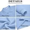 imageCOOFANDY Mens Knit Polo Shirts Long Sleeve Sweater Polo Lightweight Fashion Casual Collared T ShirtsLight Blue