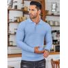 imageCOOFANDY Mens Knit Polo Shirts Long Sleeve Sweater Polo Lightweight Fashion Casual Collared T ShirtsLight Blue
