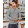 imageCOOFANDY Mens Knit Polo Shirts Long Sleeve Sweater Polo Lightweight Fashion Casual Collared T ShirtsLight Grey