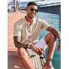 imageCOOFANDY Mens Knit Shirts Short Sleeve Button Down Polo Shirt Fashion Casual Summer Beach ShirtsClassic Apricot  White