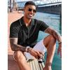 imageCOOFANDY Mens Knit Shirts Short Sleeve Button Down Polo Shirt Fashion Casual Summer Beach ShirtsClassic Black  White