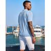 imageCOOFANDY Mens Knit Shirts Short Sleeve Button Down Polo Shirt Fashion Casual Summer Beach ShirtsClassic Light Blue  White