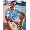 imageCOOFANDY Mens Knit Shirts Short Sleeve Button Down Polo Shirt Fashion Casual Summer Beach ShirtsClassic Light Blue  White