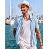 imageCOOFANDY Mens Knit Shirts Short Sleeve Button Down Polo Shirt Fashion Casual Summer Beach ShirtsClassic Light Blue  White