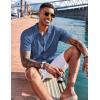 imageCOOFANDY Mens Knit Shirts Short Sleeve Button Down Polo Shirt Fashion Casual Summer Beach ShirtsDenim Blue