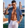 imageCOOFANDY Mens Knit Shirts Short Sleeve Button Down Polo Shirt Fashion Casual Summer Beach ShirtsDenim Blue