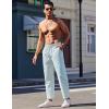 imageCOOFANDY Mens Linen Casual Pants Lightweight Drawstring Beach Pants Elastic Waist Yoga Summer TrousersSky Blue